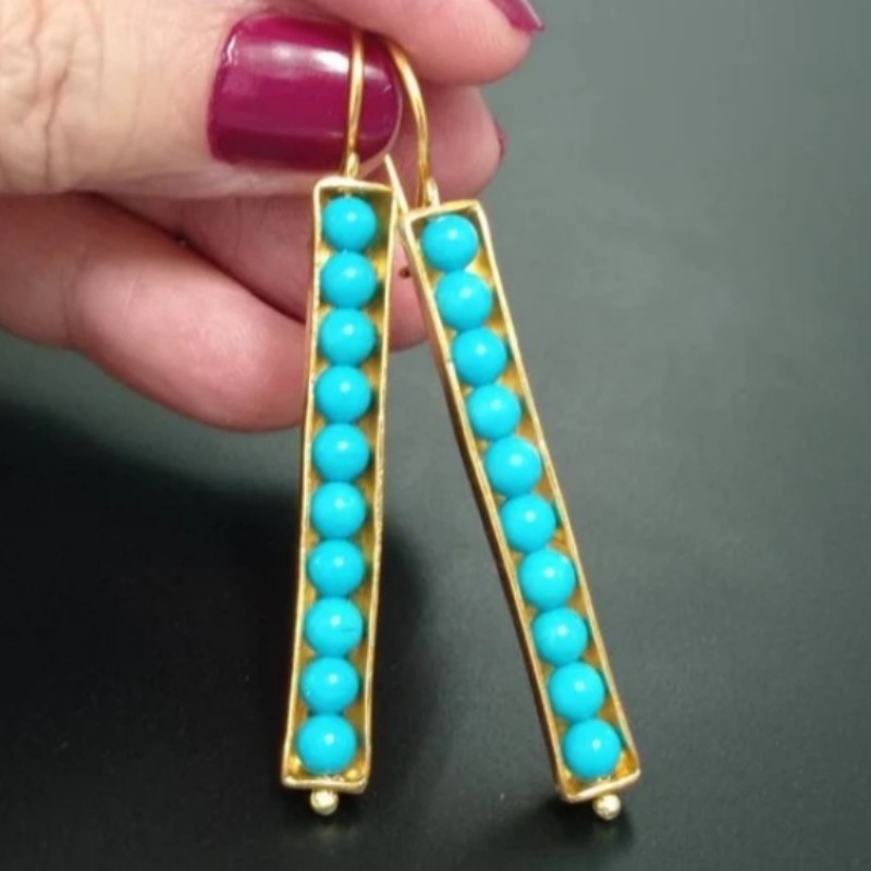 Women's Plated Bohemian French Style Long Dangle Earrings, Elegant